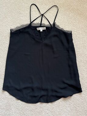 LOFT Black Lace Trim Cami Tank Top
